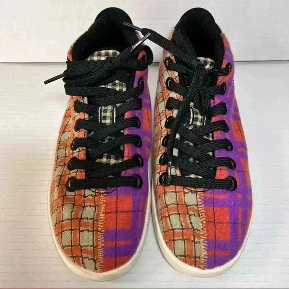 ALLBIRDS WOMENS SIZE 8 WOOL PIPER TARTAN PLAID BRIGHT COLORS PURPLE ORANGE FUNKY - Picture 2 of 10